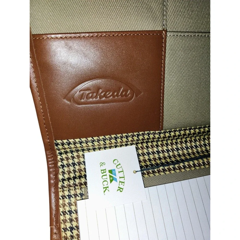 NWT Cutter & Buck Canvas & Leather Padfolio Organizer Planner Tan    57